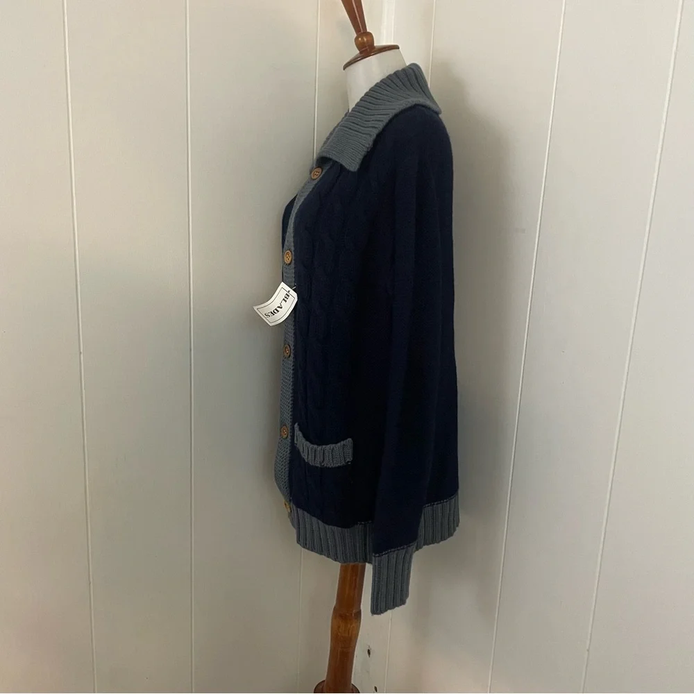 Vintage 100% Wool Cardigan Women’s M Long Sleeve Button Down Cable Knit - Picture 7 of 8